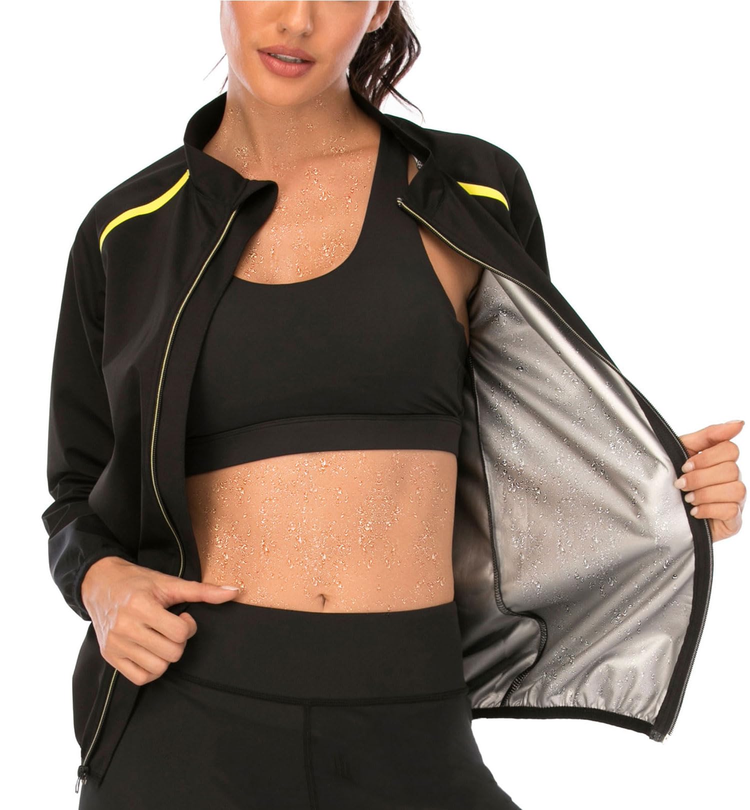 SEXYWG Women Sauna Jacket Sweat Sauna Suit Shirt Long Sleeve Workout Tops Body Shaper Exercise