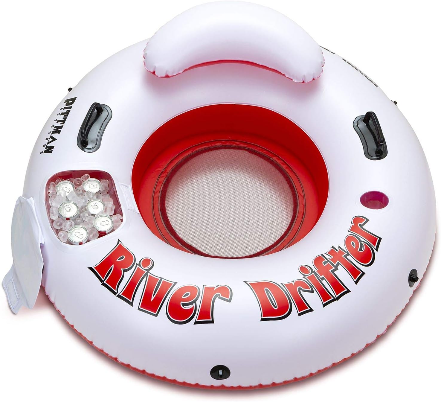 Pittman Outdoors River Drifter Inflatable Water Float Tube with Ice Chest Cooler, 1 Person
