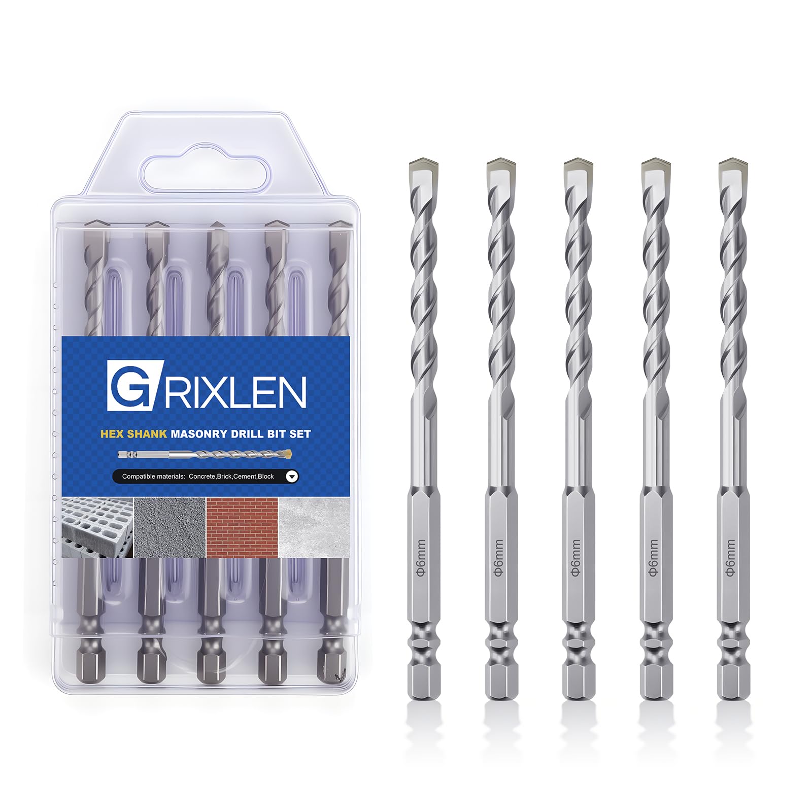 GRIXLEN Masonry Drill Bits - 3 Pack 4mm -16 GRIXLEN Masonry Drill Bits - 3 Pack 4mm -16