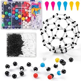 HFKPJRT Kit de modelo molecular, kit de 454 peças de modelo de química orgânica com C60, conjunto de modelos de elementos átomos para aulas de química, presente para professores e estudantes para a