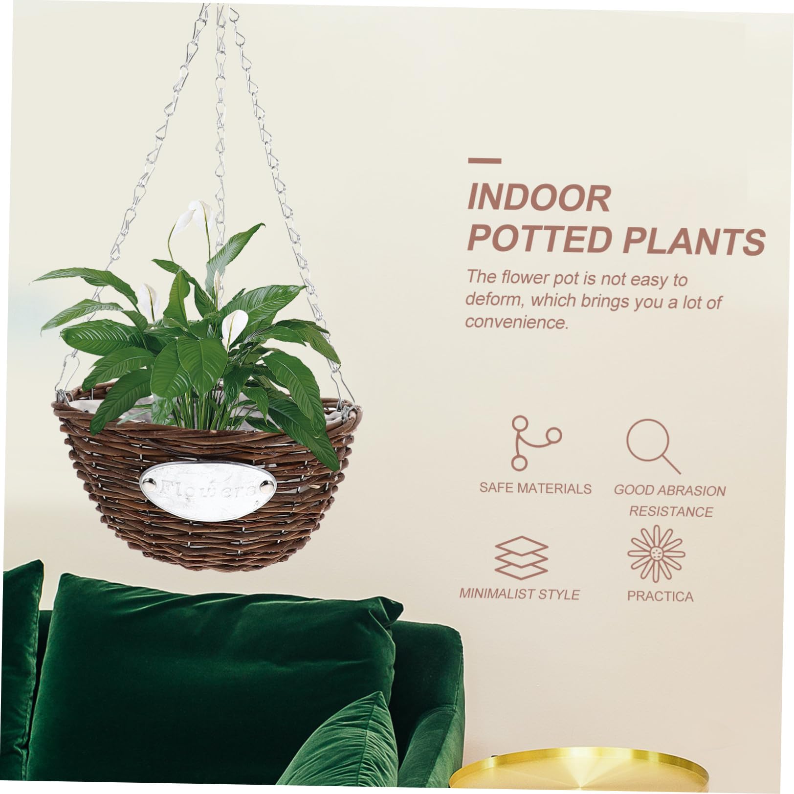 Hängeblumentopf 2 Stück aus Rattan und Metall Braun