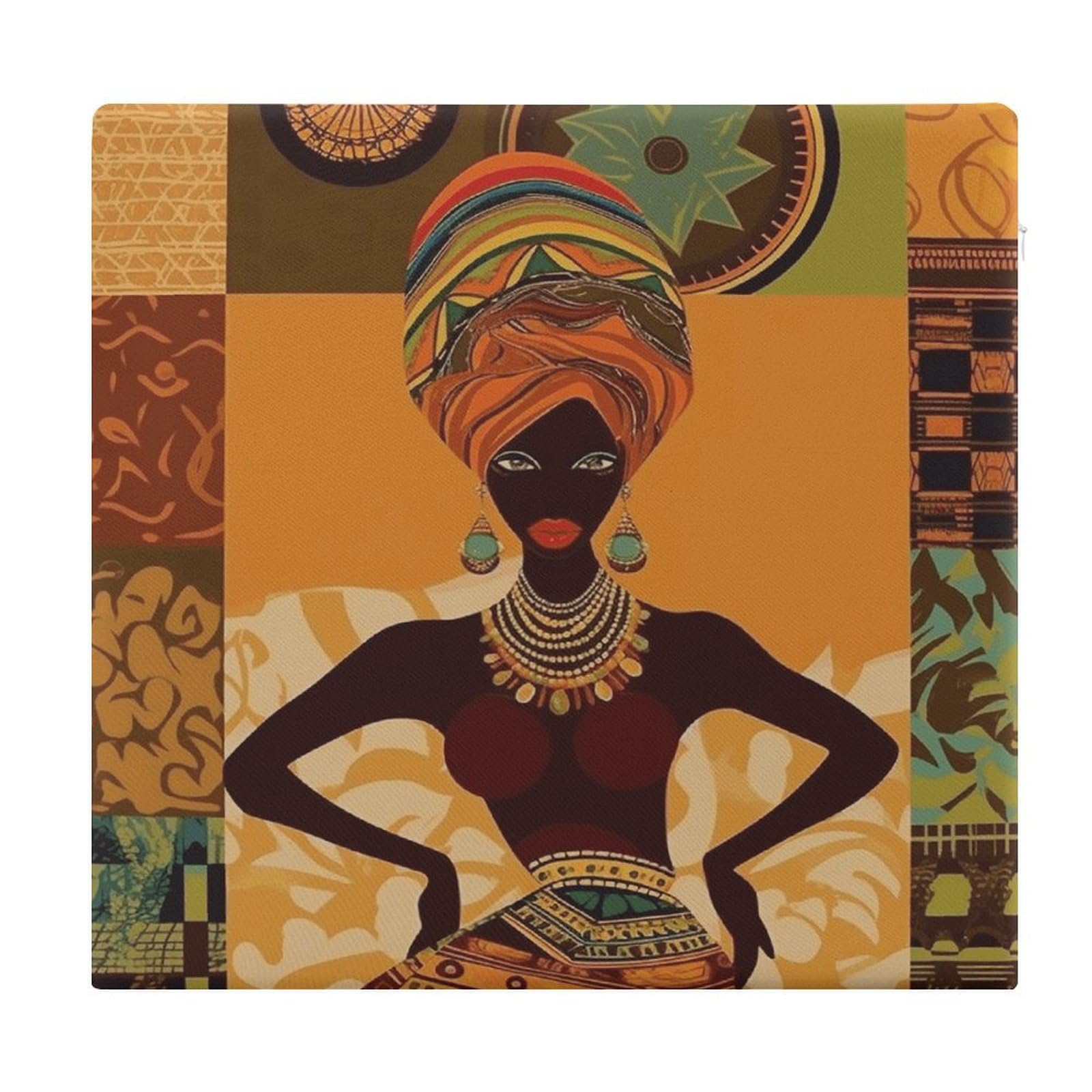VstaDank African Woman Square Cushion Cute Memory Foam Seat Cushions15x13In Comfort Meditation Floor Pillow Removable Cover Soft Stool Cushion Pillow for Balcony Tatami