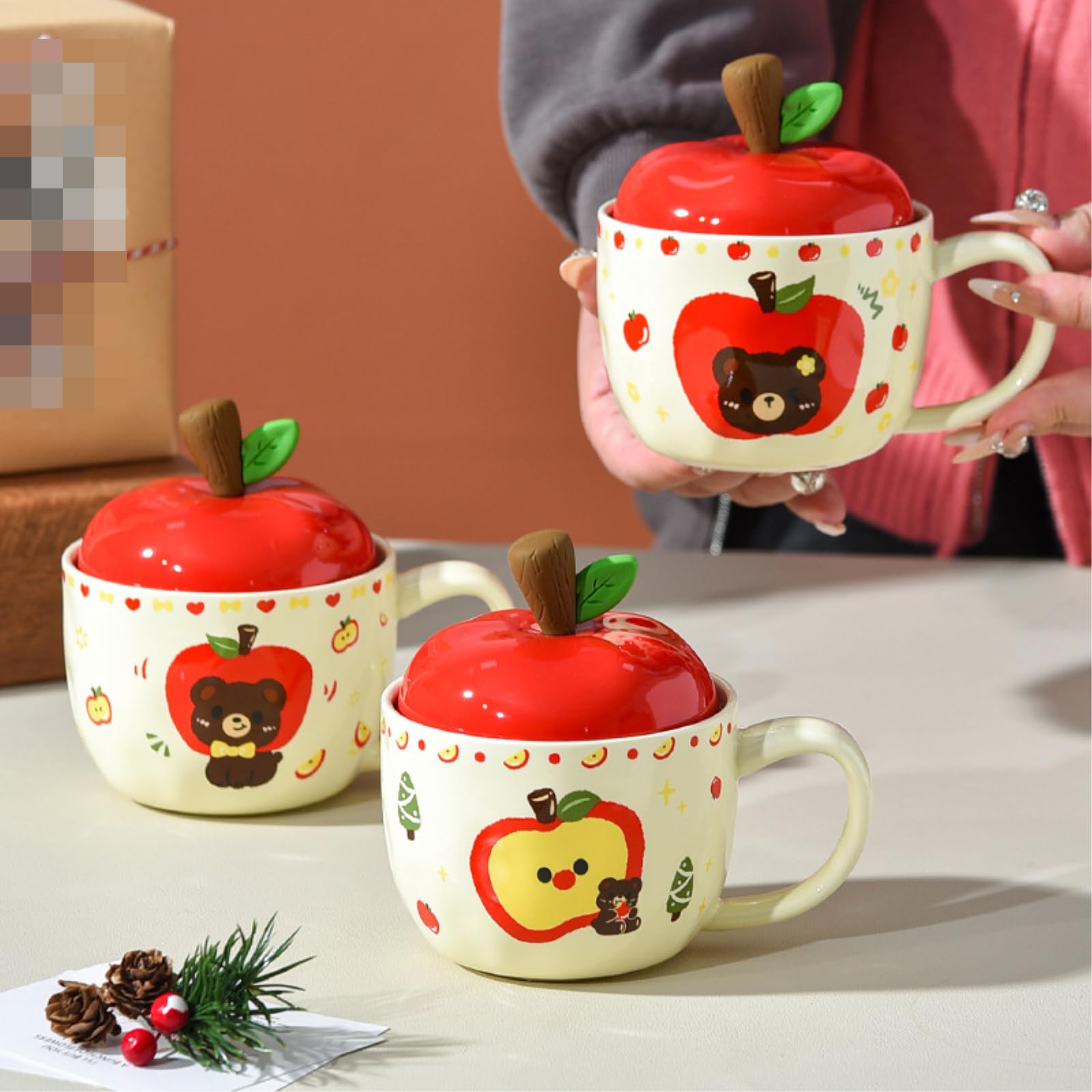 Taza de Navidad de 420 ml con tapa, 420 ml