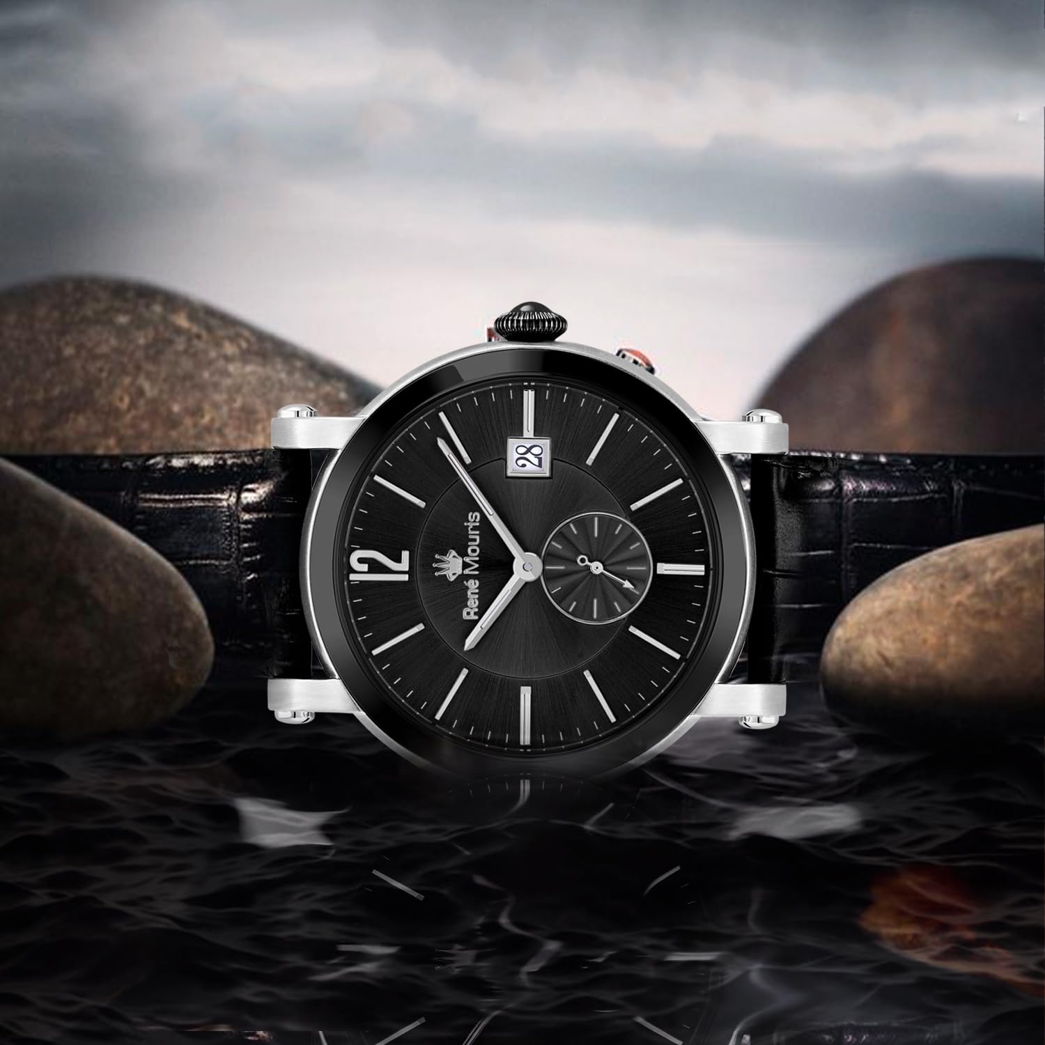 Ambassador Japanische Quarzuhren Für Männer und Frauen – 44MM Klassische Uhr Aus 316L Edelstahl – Mineralglas Mit Saphirbeschichtung – 100M Wasserdichte Armbanduhren Mit Italienischem Lederarmband
