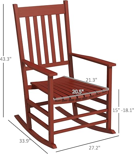 Miniatura 3 de Outsunny Juego de sillas mecedoras para exteriores de 2 piezas, silla mecedora de patio con curvas suaves, balancines de madera de alta densidad