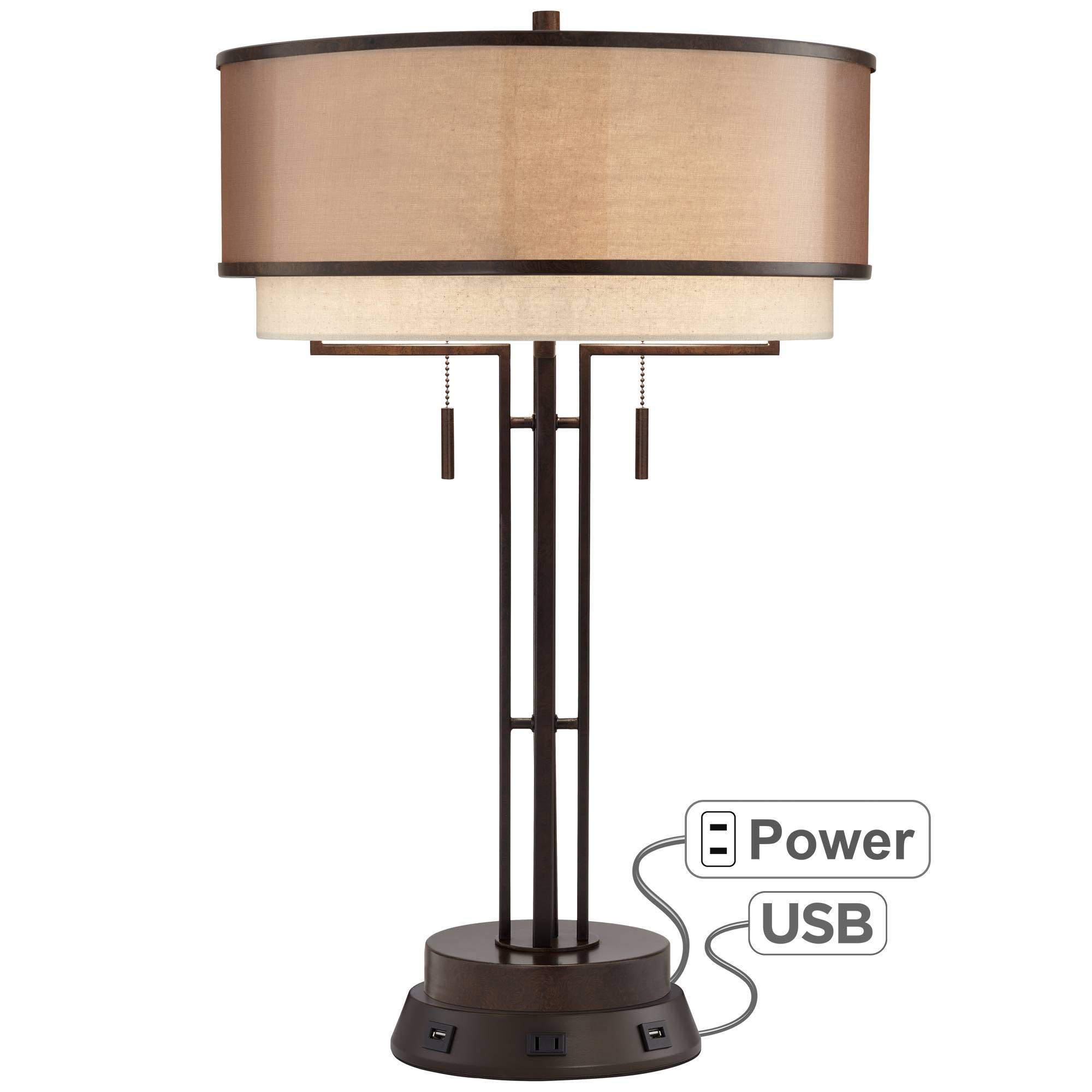 Buy Franklin Iron Works Andes Rustic Industrial Table Lamp with USB and