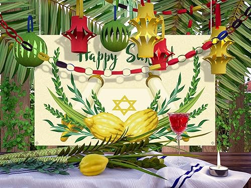 Miniatura 3 de Pudodo Pancarta de fondo de Sukkot feliz Sukkah Etrog Lulav fiesta judía fotografía religiosa fondo decoración de pared