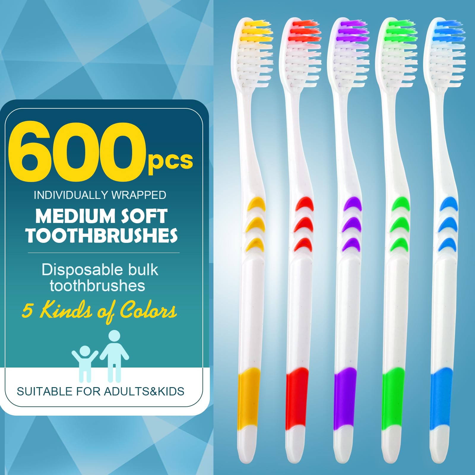 600 cepillos de dientes desechables envueltos individualmente de alta