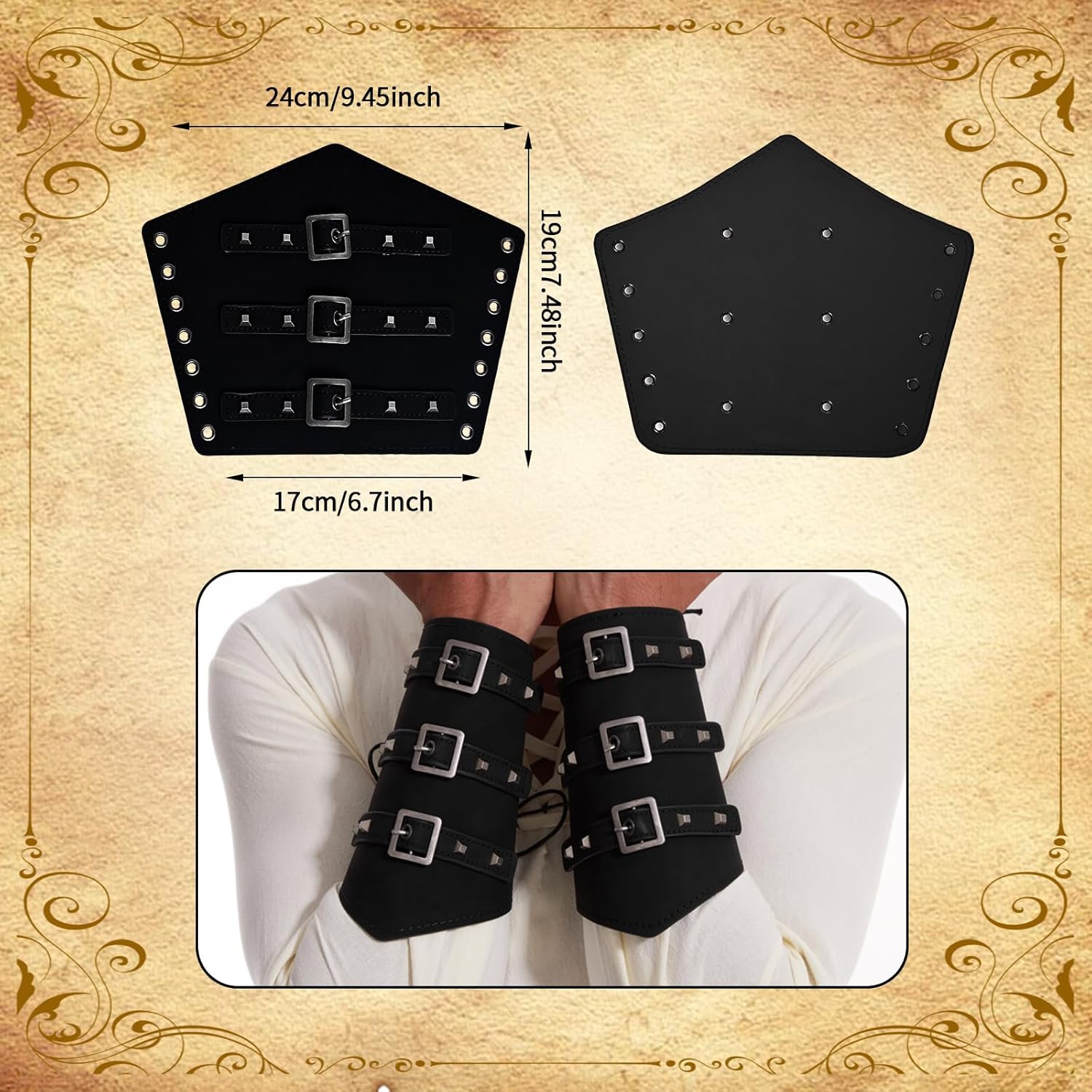 Renaissance Accessories Viking Renaissance Belt Medieval Vintage Waist Bag Leather Arm Protector and Sword Set - Image 2