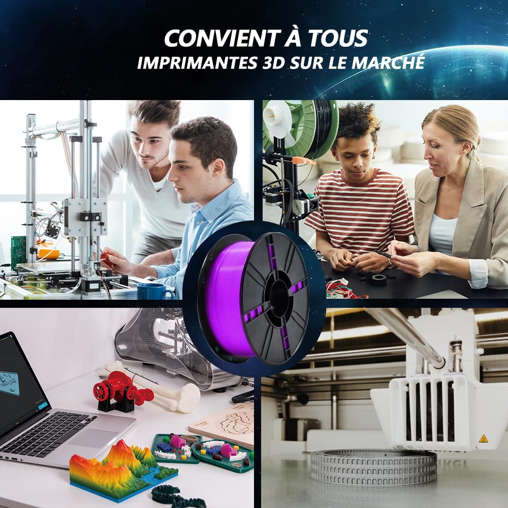 iBOSS PLA+ Filament PLA PLUS, drukarka 3D Filament PLUS, dokładność wymiarowa 1,75 mm +/- 0,02 mm, 1 kg, 2,2 funta, jasny fioletowy