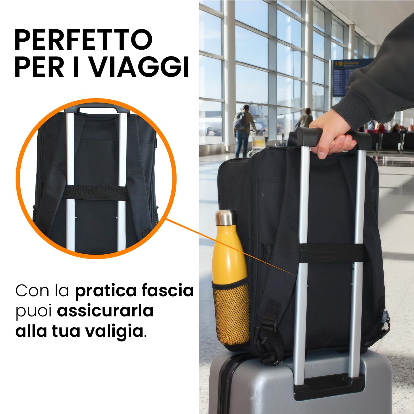 TECHMADE Zaino da Viaggio Estendibile 30x15x40 cm, Bagaglio a Mano per Aereo, Compatibile Laptop 17.3", Ideale per Viaggi, Lavoro, Scuola, Design Elegante, Resistente, Spallacci Imbottiti