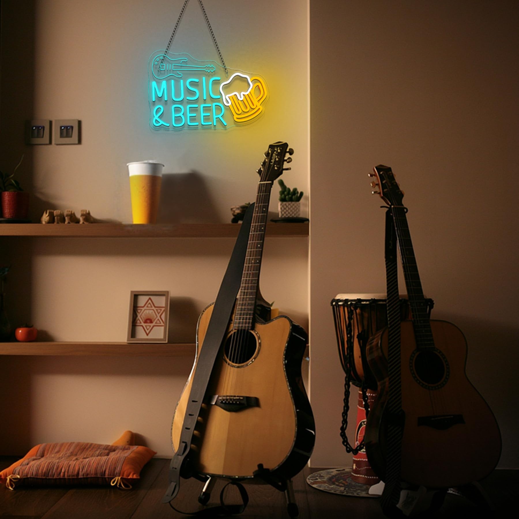 VYXIN Music Beer Neon Sign, Beer Guitar LED Sign - Image 2