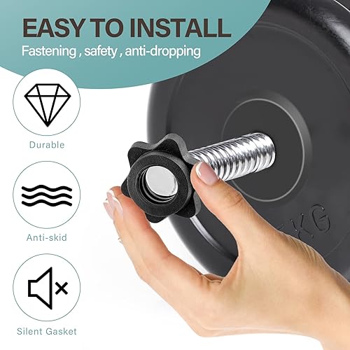 Miniatura 6 de Prasacco 6 collares Spinlock, pinzas antideslizantes de 1 pulgada, mancuernas hexagonales, con bloqueo giratorio, abrazaderas de tornillo para