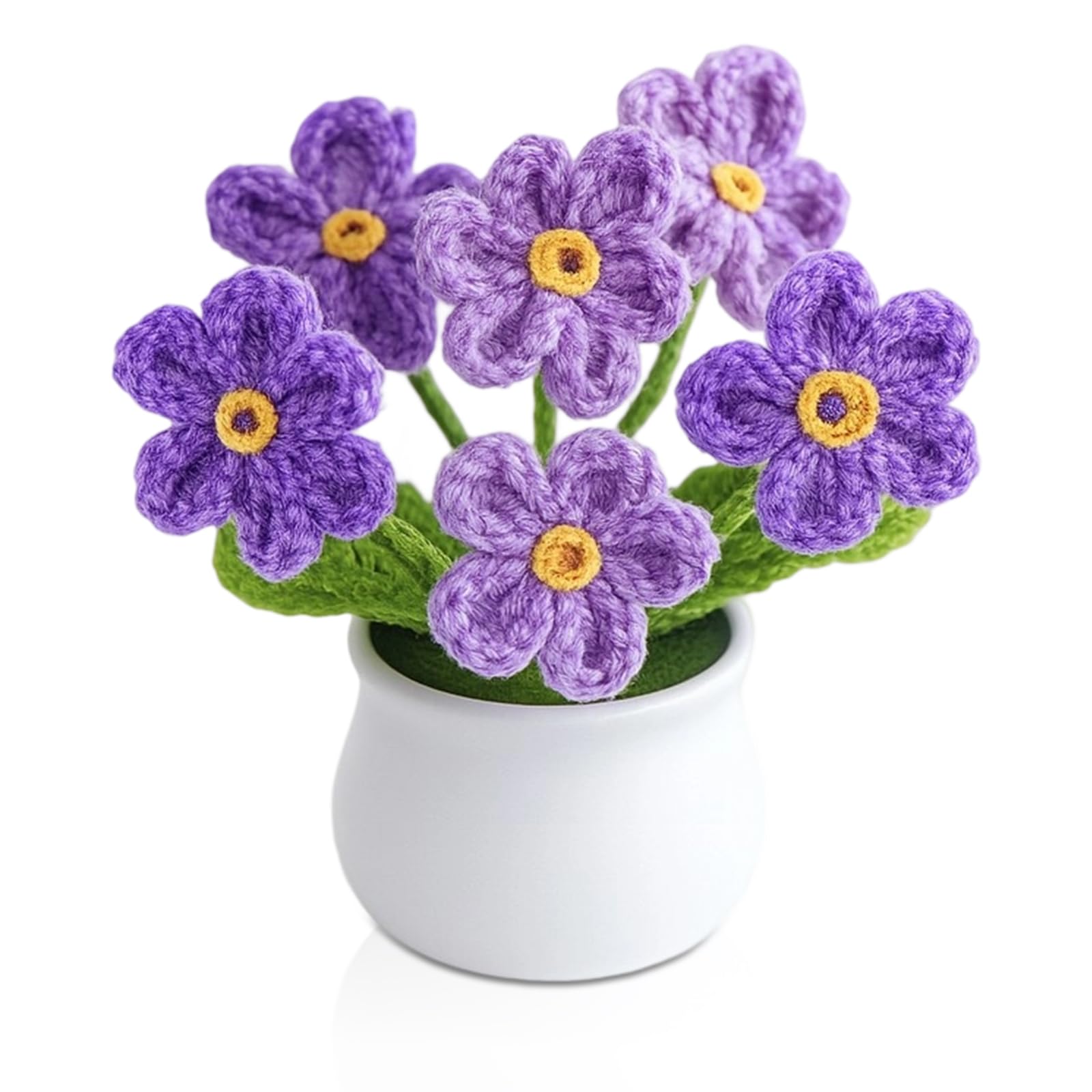 XLTXWD Crochet Flowers, Handmade Purple Knitted Flower Bouquet for Desk Decor, Home Decoration, And Thank You Gifts