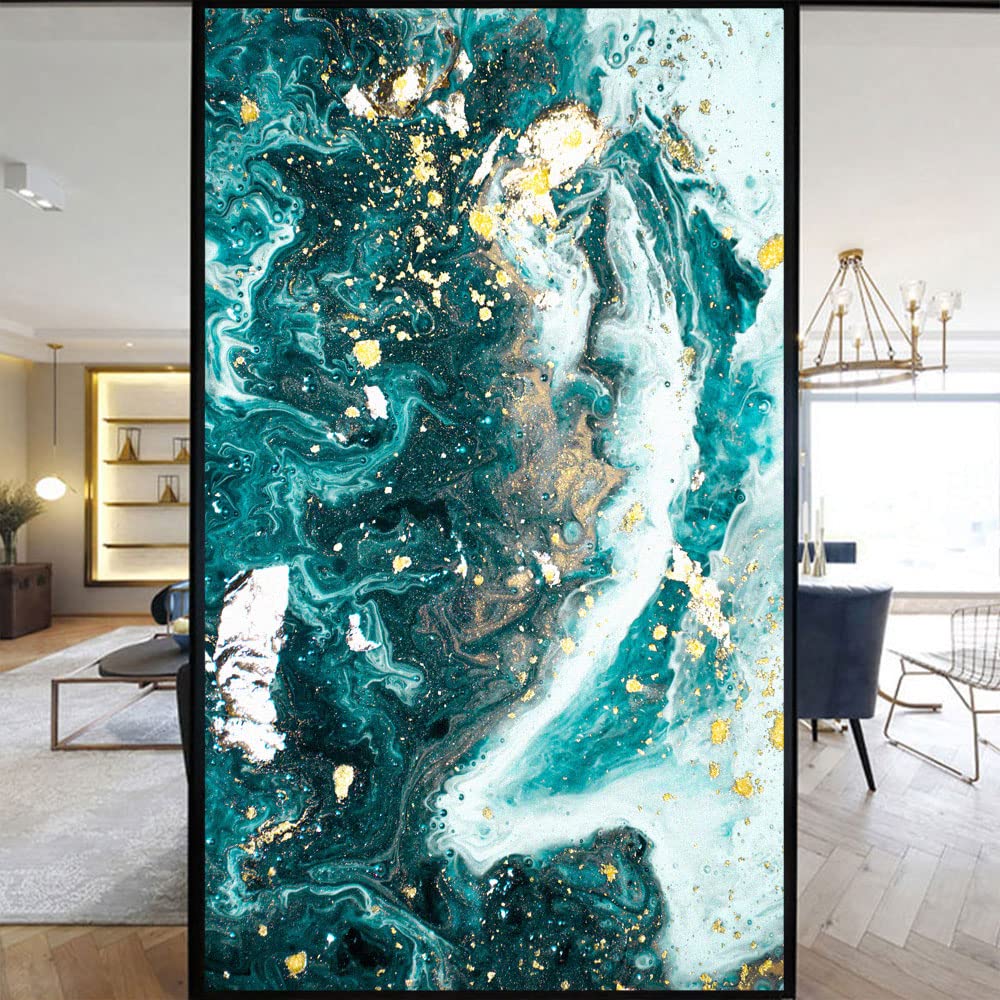 Fensterfolie, Marmormuster, Sichtschutz, Milchglas, Fensterfolie, Wärmekontrolle, Glasaufkleber für Zuhause, Büro, B 31,4 x H 78,74 (80 x 200 cm)