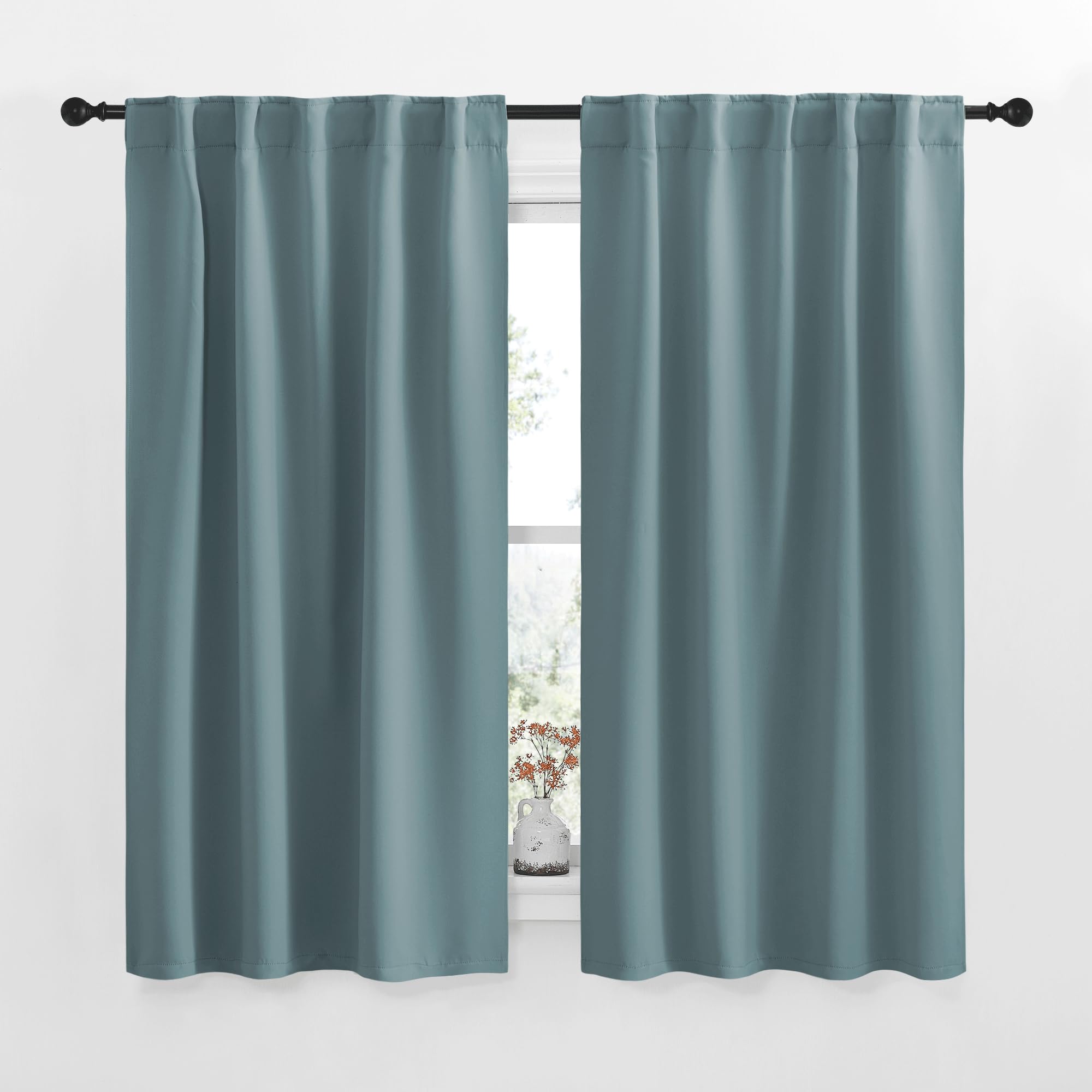 Photo 1 of NICETOWN Blackout Curtains - Greyish Blue, 34"W x 48"L (2 Panels)