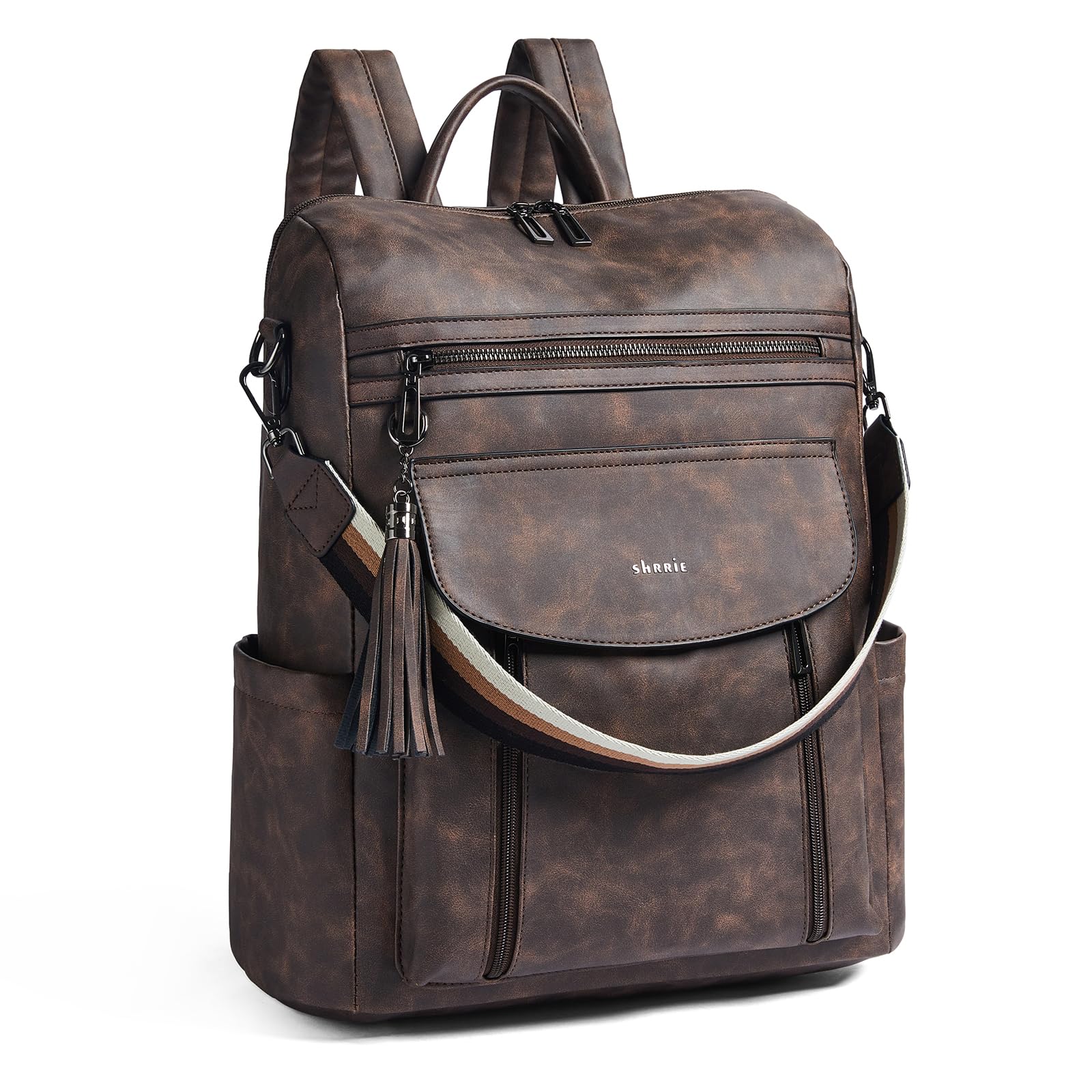 Shrrie Laptop Backpack for Women 15.6 inch,Travel Leather Backpack Purse Nurse Teacher Carry on Backpack Computer Bag,Professional Water-Resistant