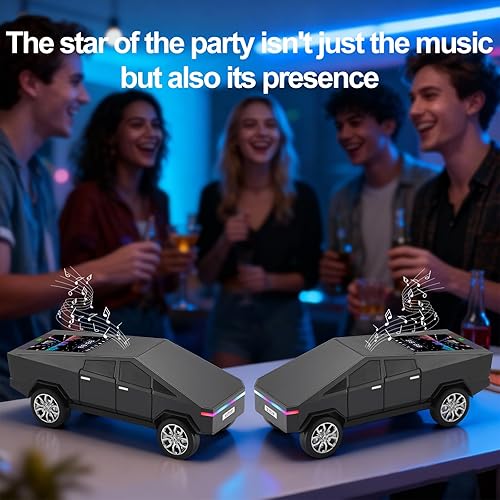 Miniatura 7 de Altavoz Bluetooth para camioneta futurista con pantalla LED - TWS estéreo, radio FM, reproducción USBTF, faros LED, micrófono integrado, regalo para