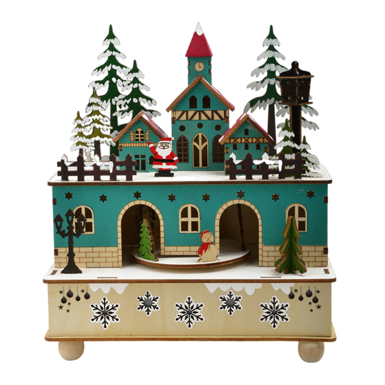 Delicato carillon natalizio in legno con intagli classici festivi intagliati a mano in legno