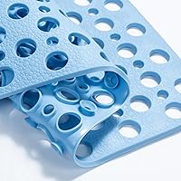 HITSLAM Non-Slip Bathtub Mat 28x15 Inch TPE Shower Tub Mat with 104 Suction Cups, Fast Drainage Holes, Soft Massage, Easy Clean - Blue