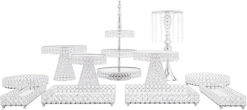 Miniatura 7 de Juego de soporte para tartas, exhibición de platos de postre de magdalenas, soporte dorado para tartas, torre de espejo, soporte para pasteles,