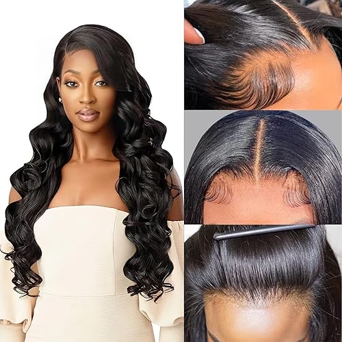 13x4 Lace Front Wigs Human Hair Pre Plucked Body Wave HD Lace Frontal Wigs for Black Women Human Hair with Baby Hair Natural Color (32 Inch, body wave)