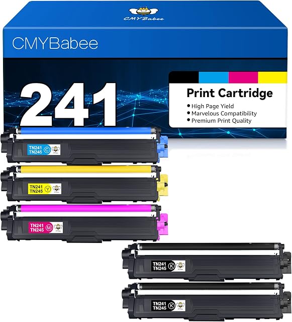 CMYBabee Remanufactured Toner Cartridge TN241 TN245 TN242 for Brother HL3140CW HL3150CDW HL3170CDW HL3142CW HL3152CDW DCP9015CDW DCP9020CDW MFC9130CW MFC9140CDN MFC9340CDW MFC9330CDW (5 Pack)