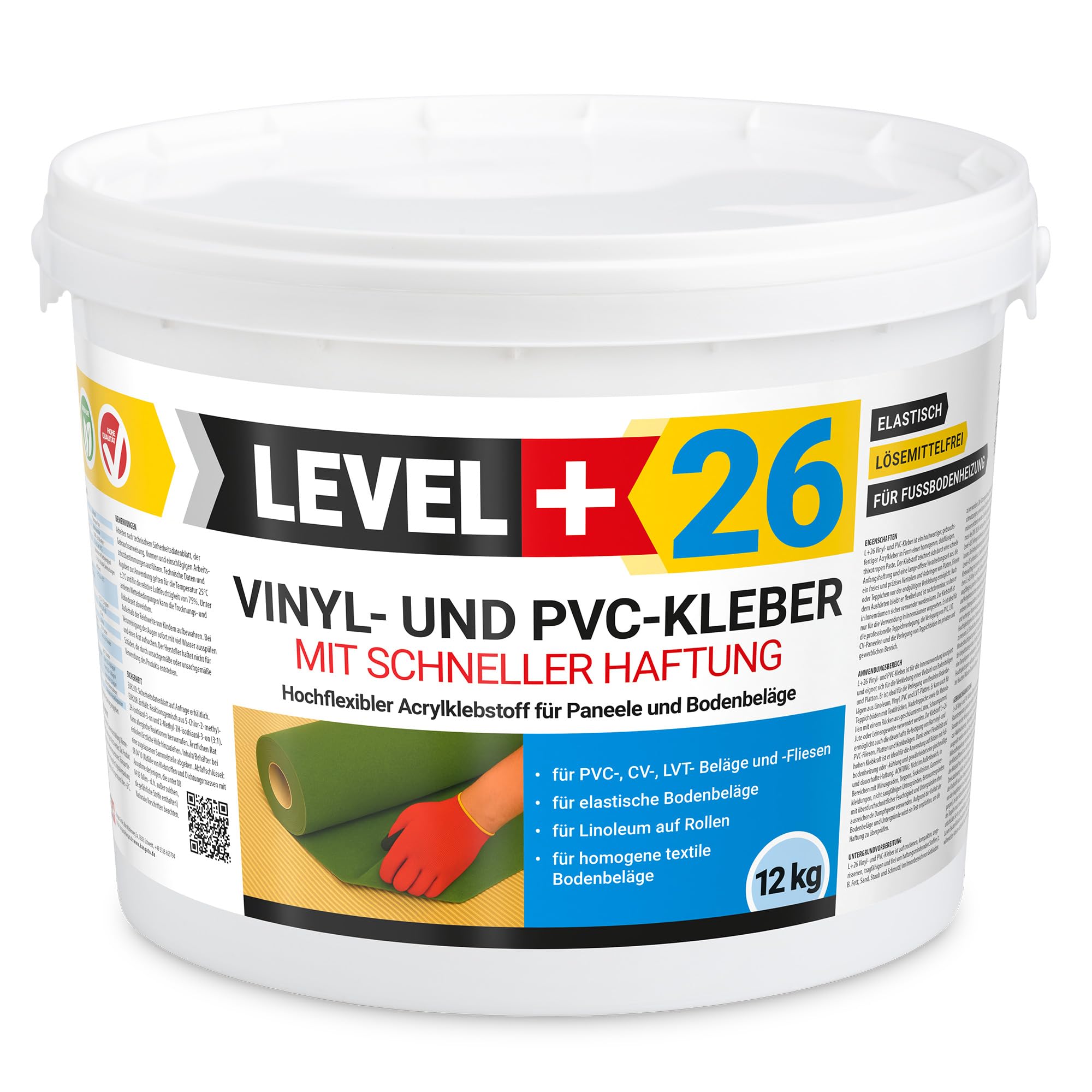 26 adesivi vinilici PVC LVT CV Pannelli Tappeto 12 kg Piastrelle Vinili Pavimenti Flex Colla per Pavimenti Senza Solventi Aderenza Rapida