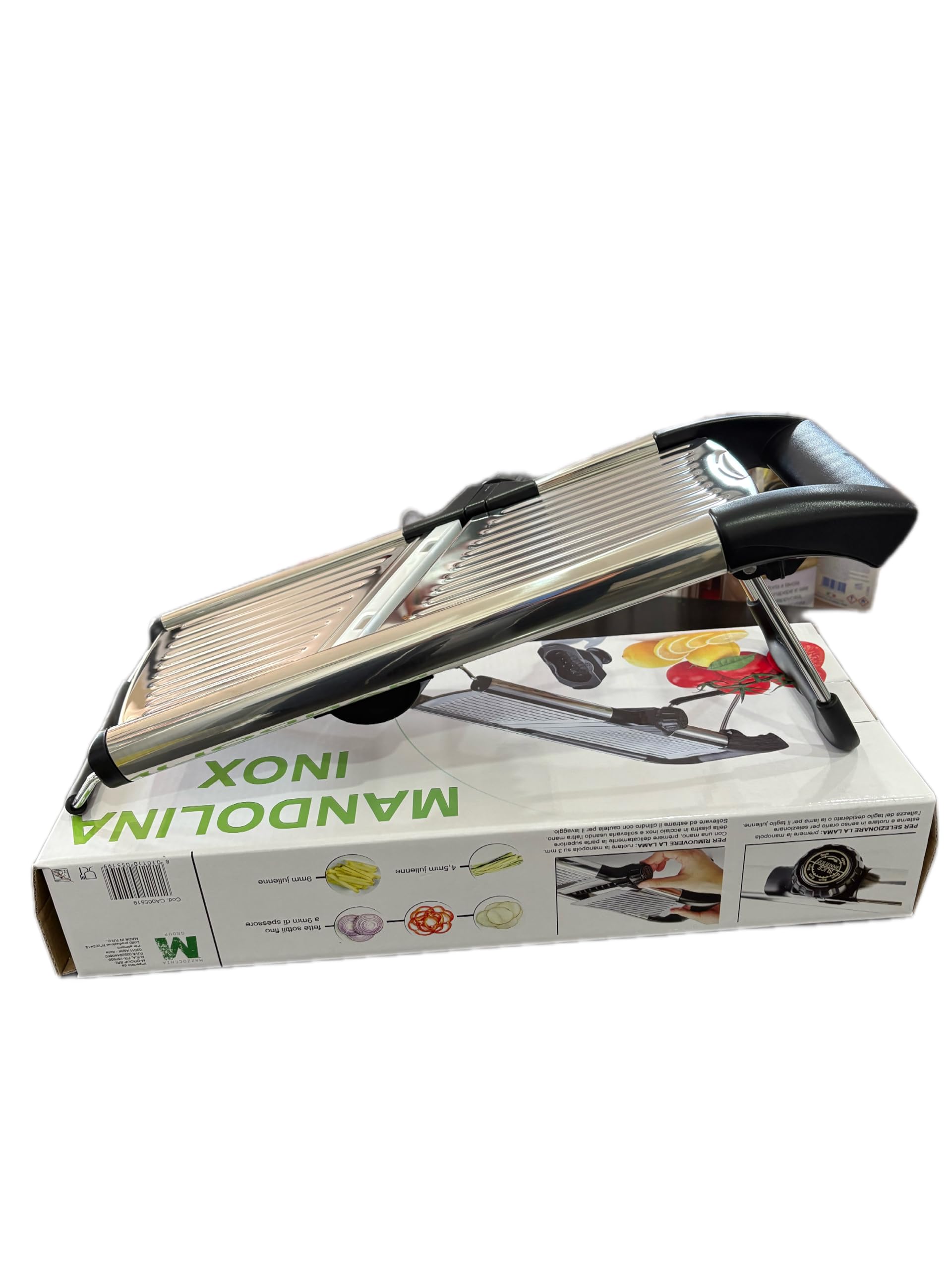 Mandolina in Acciaio Inossidabile, Affettatrice Professionale Multitaglio con Lame Regolabili, Julienne e Fette Perfette per Verdure e Frutta