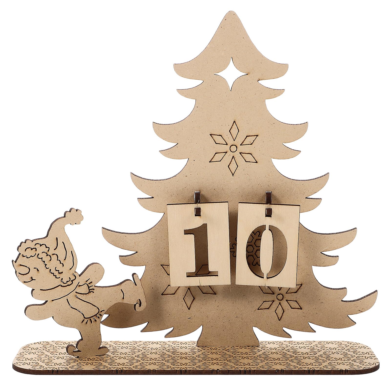 Didiseaon Calendario Avvento Natalizio in Legno Resistente Facile Da Montare Come Calendario Per Conto Alla Rovescia o Decorazione Per Creare Atmosfera Festiva Per Librerie Tavoli o Qualsias
