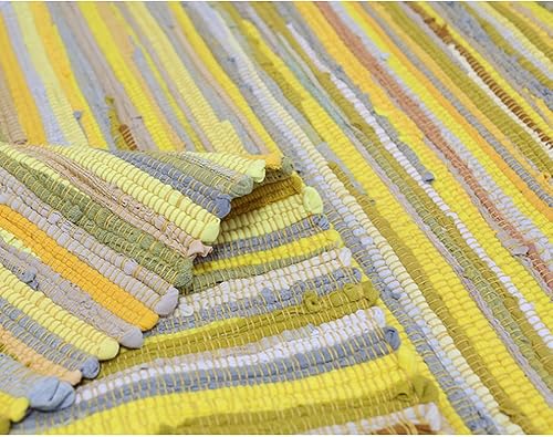 Miniatura 35 de 2 alfombras de algodón de 2 x 3 pies + 2 x 4.2 pies con borlas, alfombra de baño tejida lavable, alfombra de baño, alfombras para cocina, sala