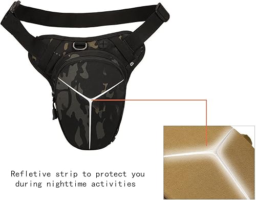 Miniatura 9 de Hdlsina Bolsa de pierna con caída de carcasa rígida reflectante a rayas en la cintura, ampliable, bolsa cruzada para viajes, deportes al aire libre,