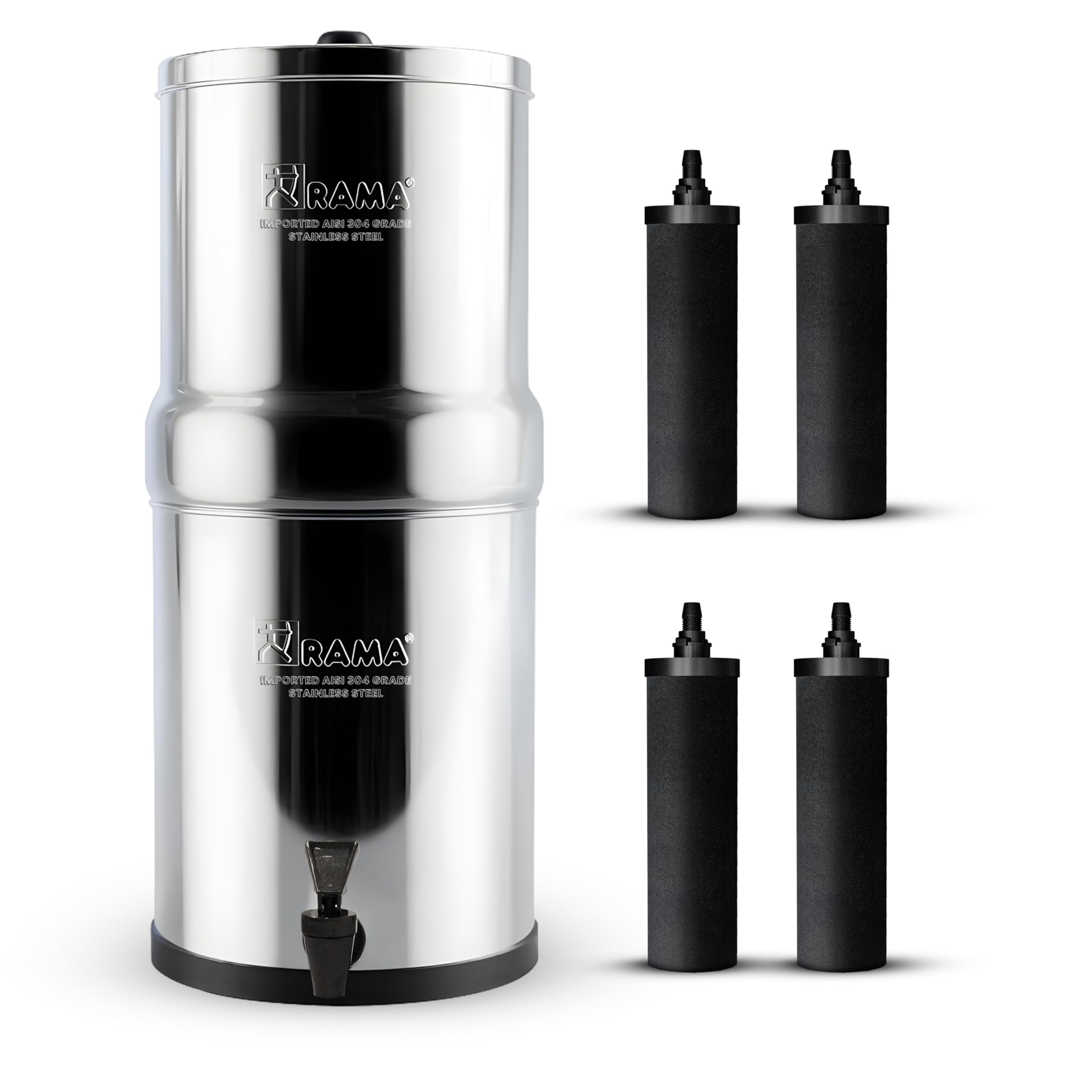 RAMA Gravity Water Filter, 16 Litre Storage (32 Litre Total Capacity), 304 High Grade Stainless Steel Water Purifier for Home, 10 Year Manufacturer Warranty with 4 Carbon Candles and Plastic Tap (B0B6HPKJWP) Amazon Price History, Amazon Price Tracker