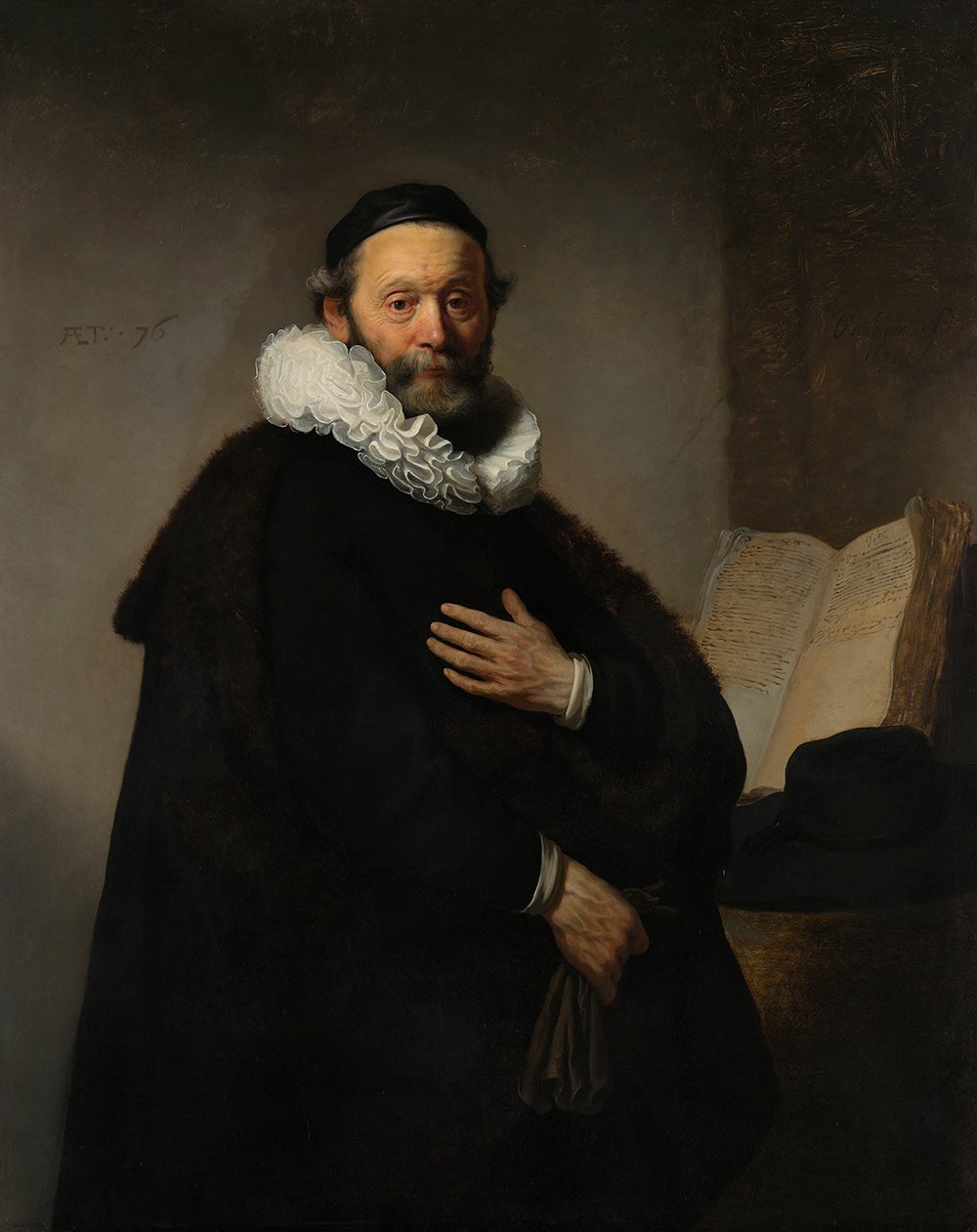 Lámina de Rembrandt para coleccionistas: retrato histórico de Johannes Wtenbogaert mate