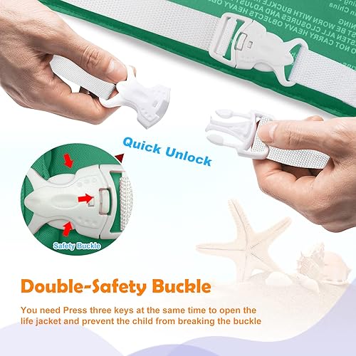 Miniatura 167 de Chriffer Chaleco salvavidas para niños de 22 a 66 libras, flotadores con arnés de hombro y alas de brazo para bebés de 2, 3, 4, 5, 6, 7 años