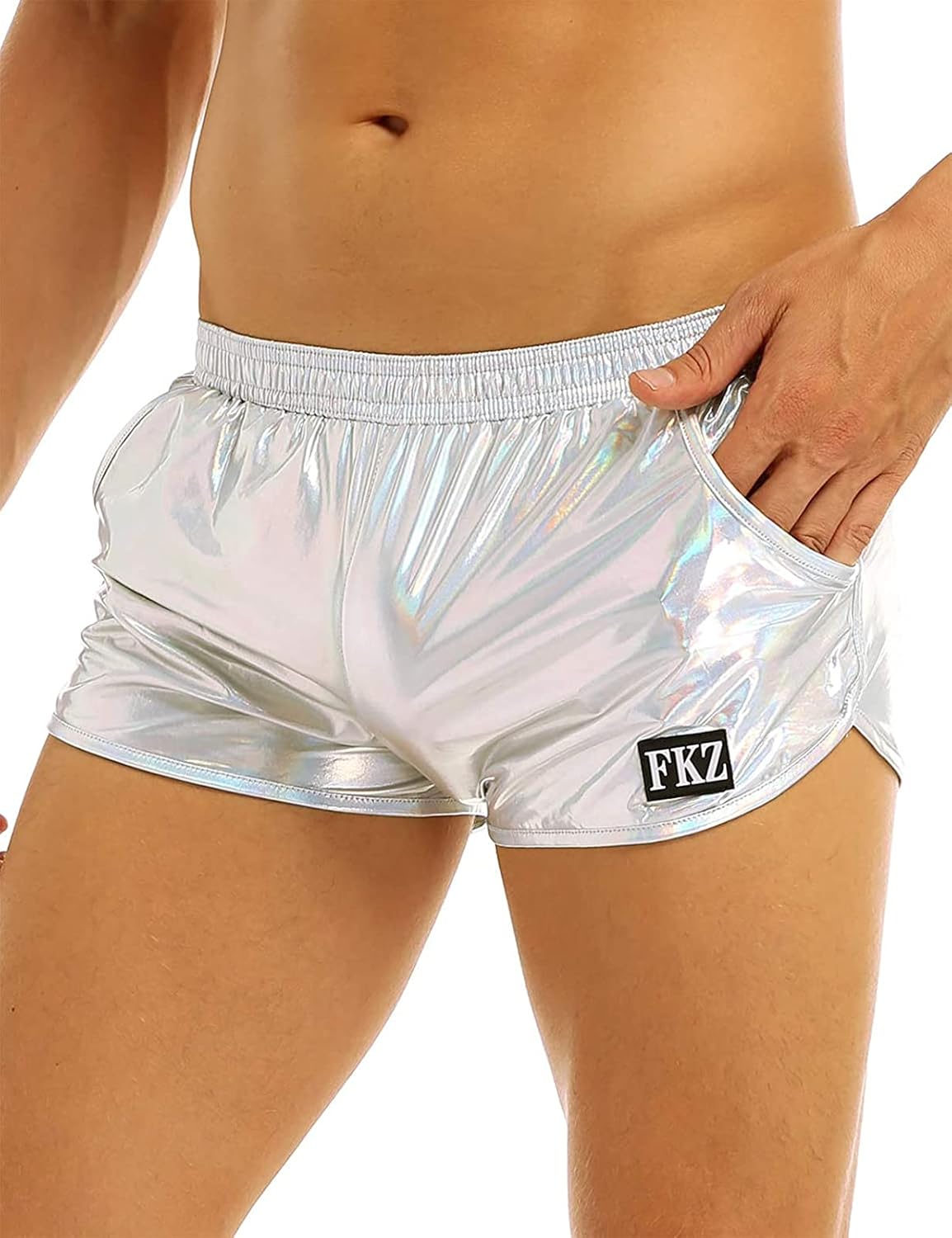 ZUYPSK Men's Boxer Shorts Underwear Holographic Metallic Low Rise Sport Loose Lounge Swim Trunks - Image 3