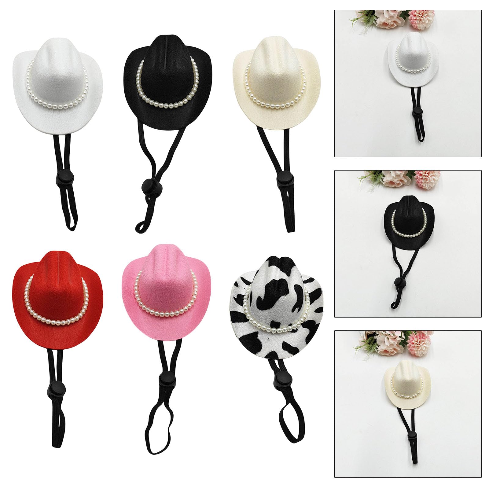 Tuygn Dog Hat with Decorative Pearls Hat Headwear Halloween Pet Elegant Pearls Headwear Party Costume Supplies