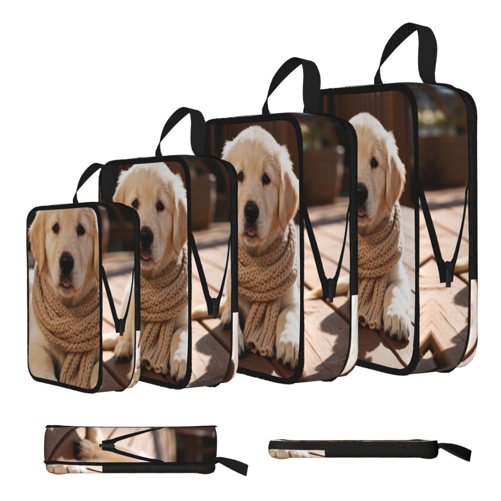 Sxzvvbn Black Golden Retriever Compression Packing Cubes 4 Piece Set