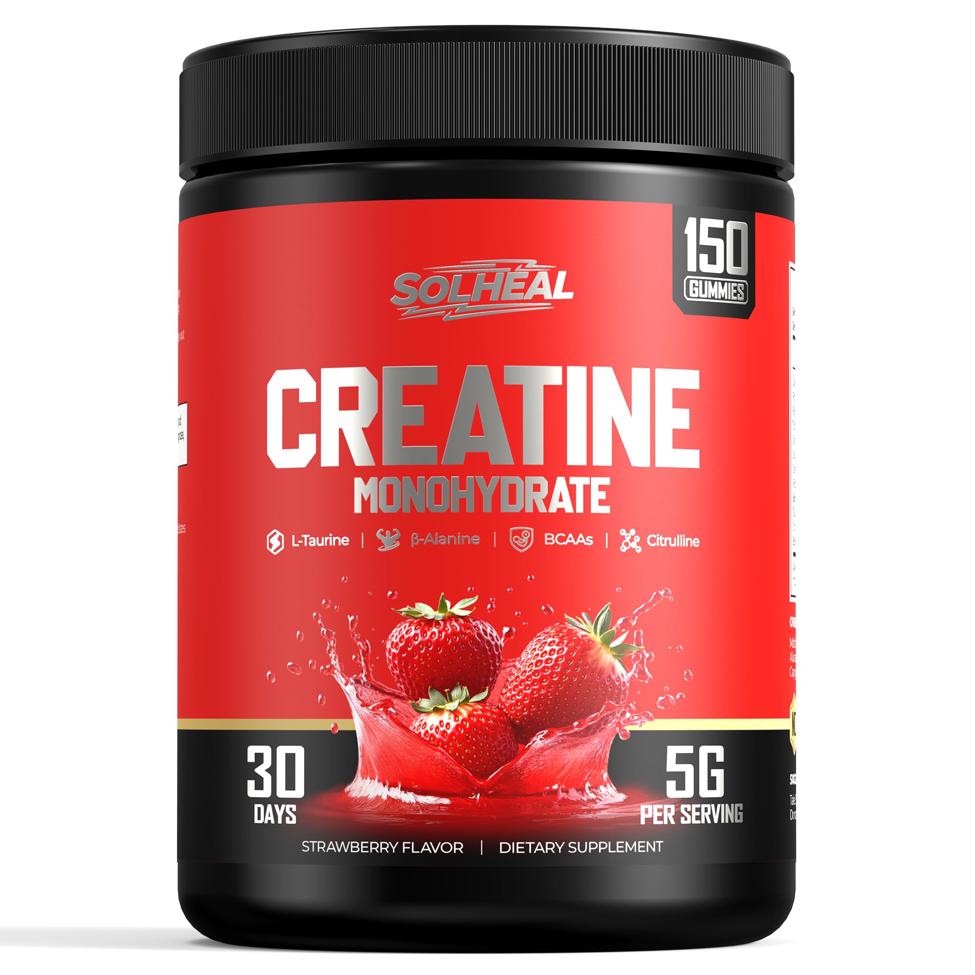 SolHeal Suplemento de creatina em gomas com creatina monohidratada 5 g, 150 gomas