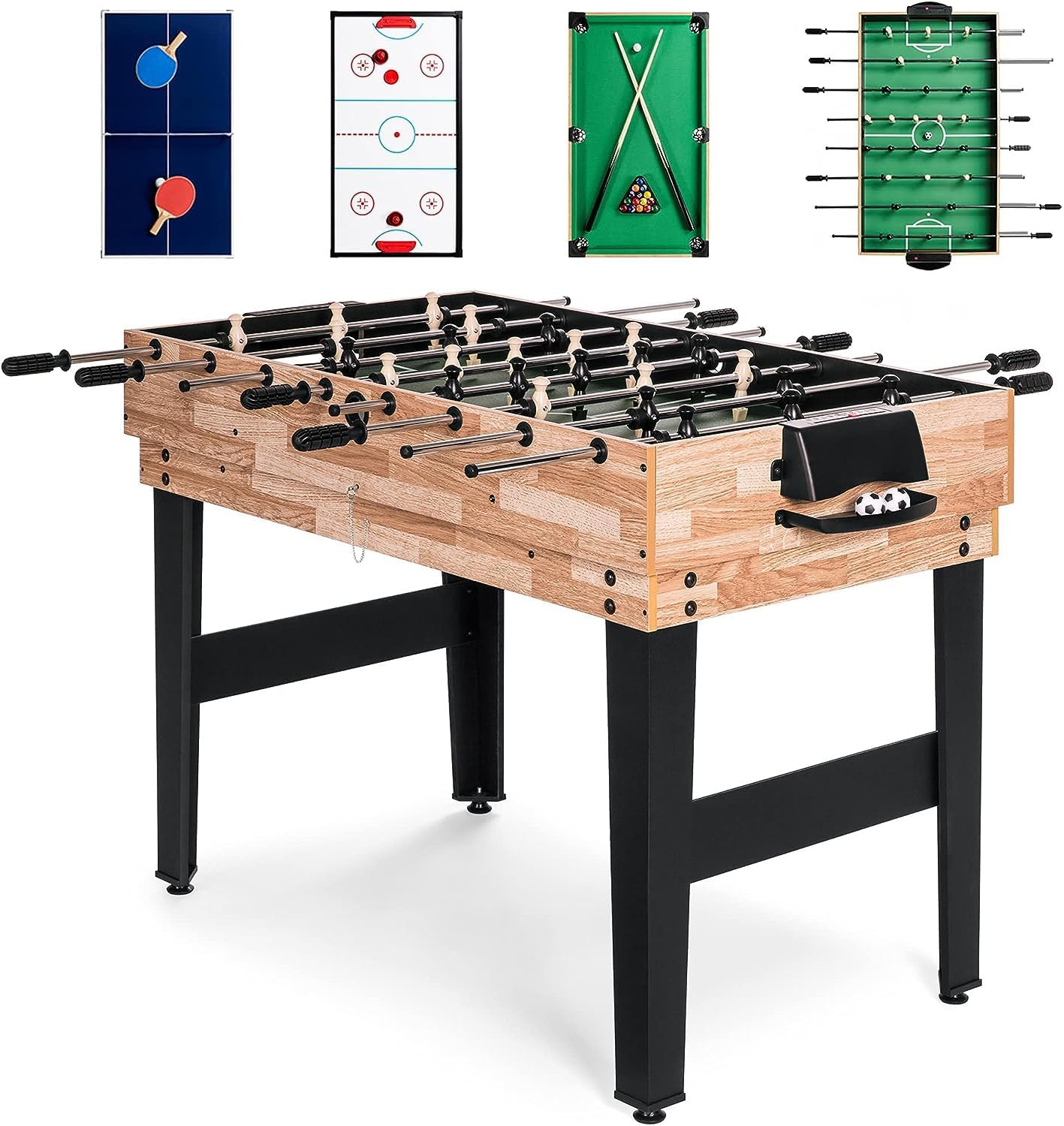 4 in 1 Multi Game Table,Combo Game Table for Kids Pool Table, Foosball Table,Table Tennis Table,Air Hockey with All Accessory Great Gift for Kids (4ft,)