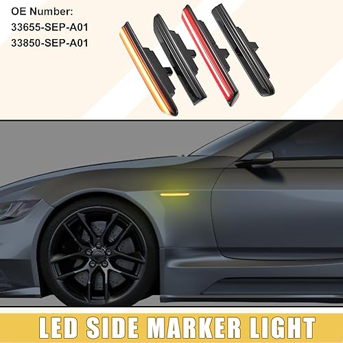 Miniatura 2 de Luz de marcador lateral LED 33655-SEP-A01 Luces de señal de giro delanteras y traseras Fender Sidemarker Lámparas para Acura TL Lente negra Luz LED