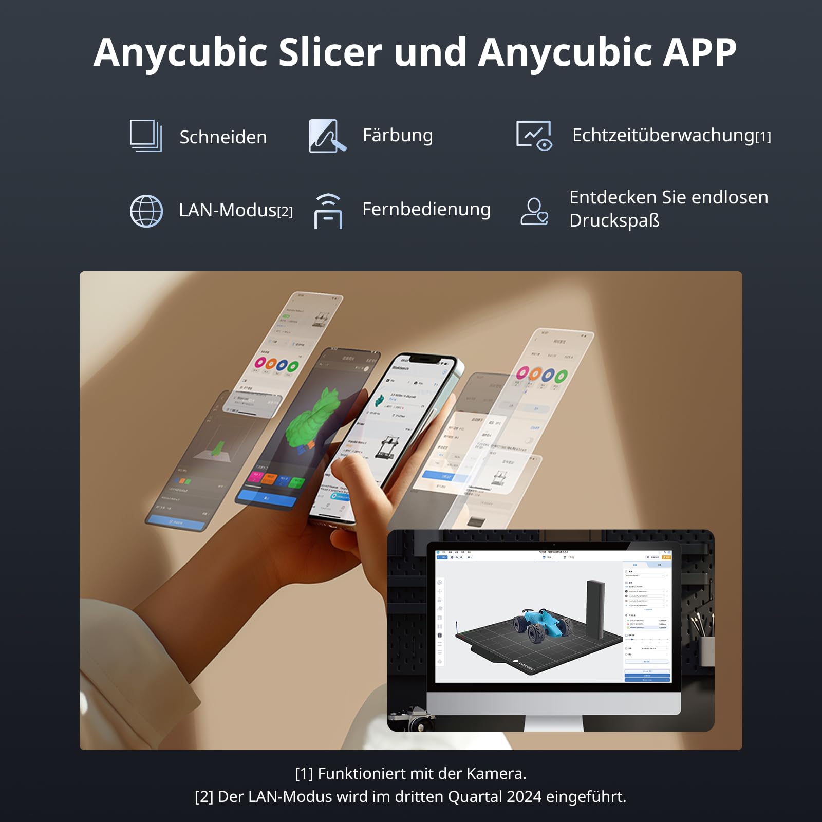 Anycubic Kobra 3 3D-Drucker, LeviQ 3.0 Auto-Nivellierung, Bis zu 600 mm/s, EMehrfarbendruck über ACE Pro, Intelligentes Drucken, Größe 250 x 250 x 260 mm