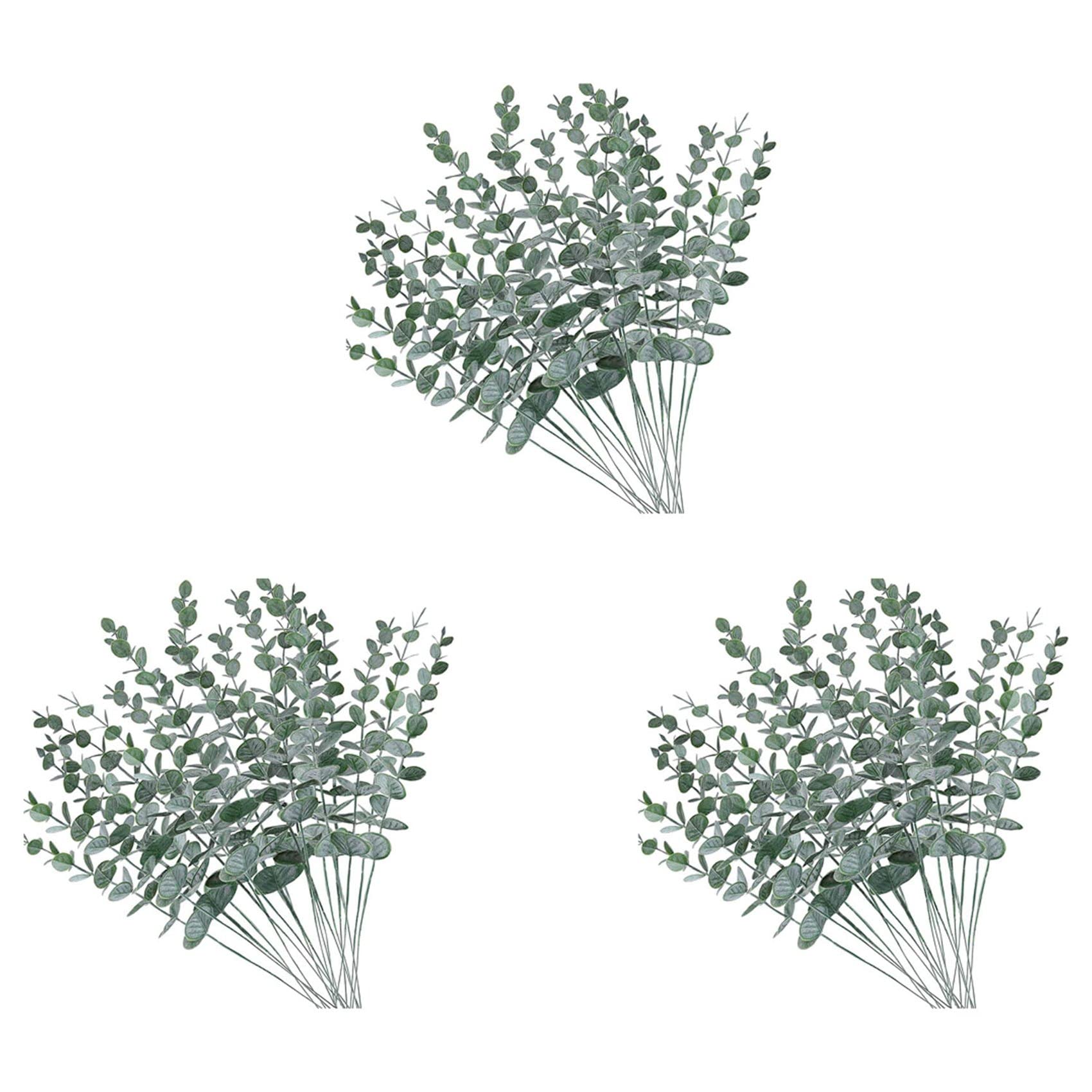 60 Tiges d'Eucalyptus Artificielles Vert Gris | Branche de Plante Fausse