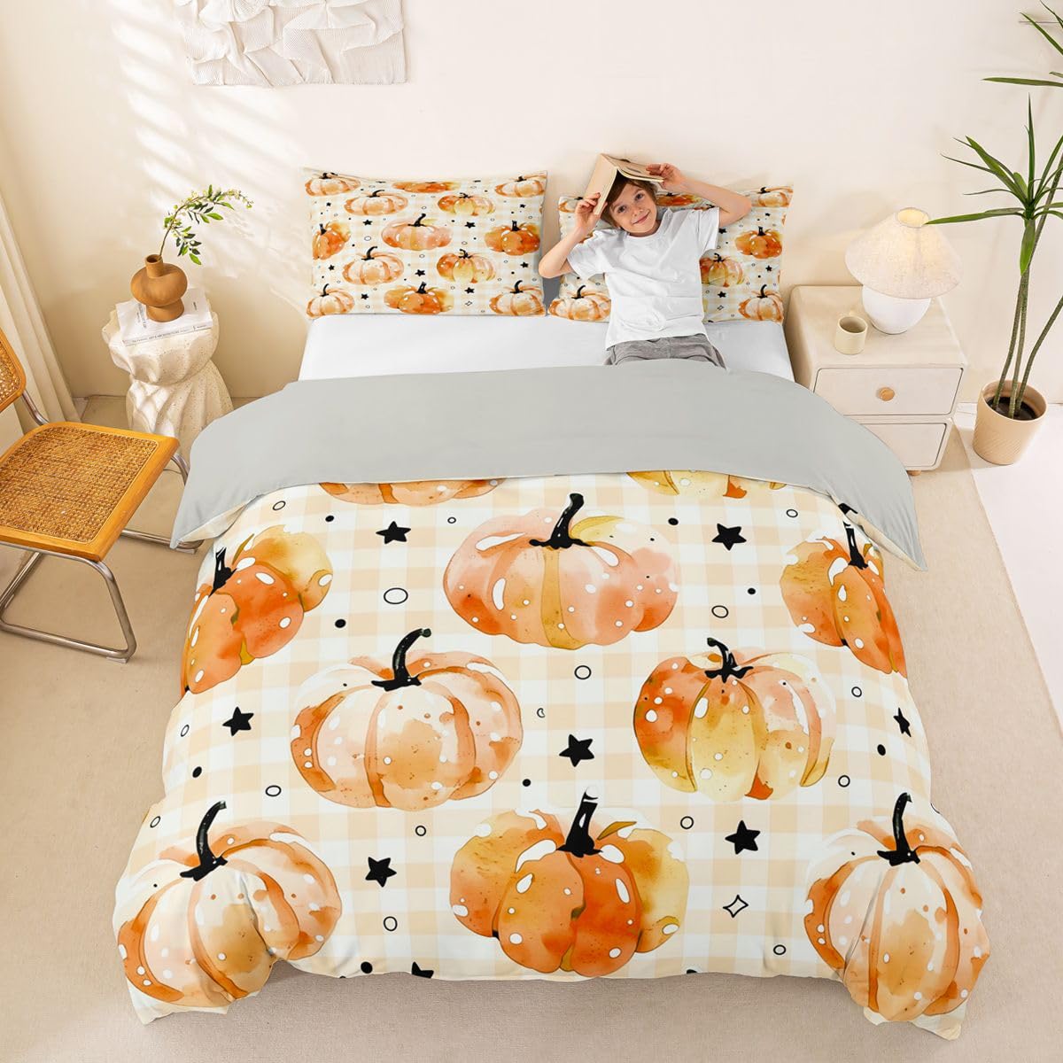 Homewish Beżowa dynia podwójna poszewka na kołdrę