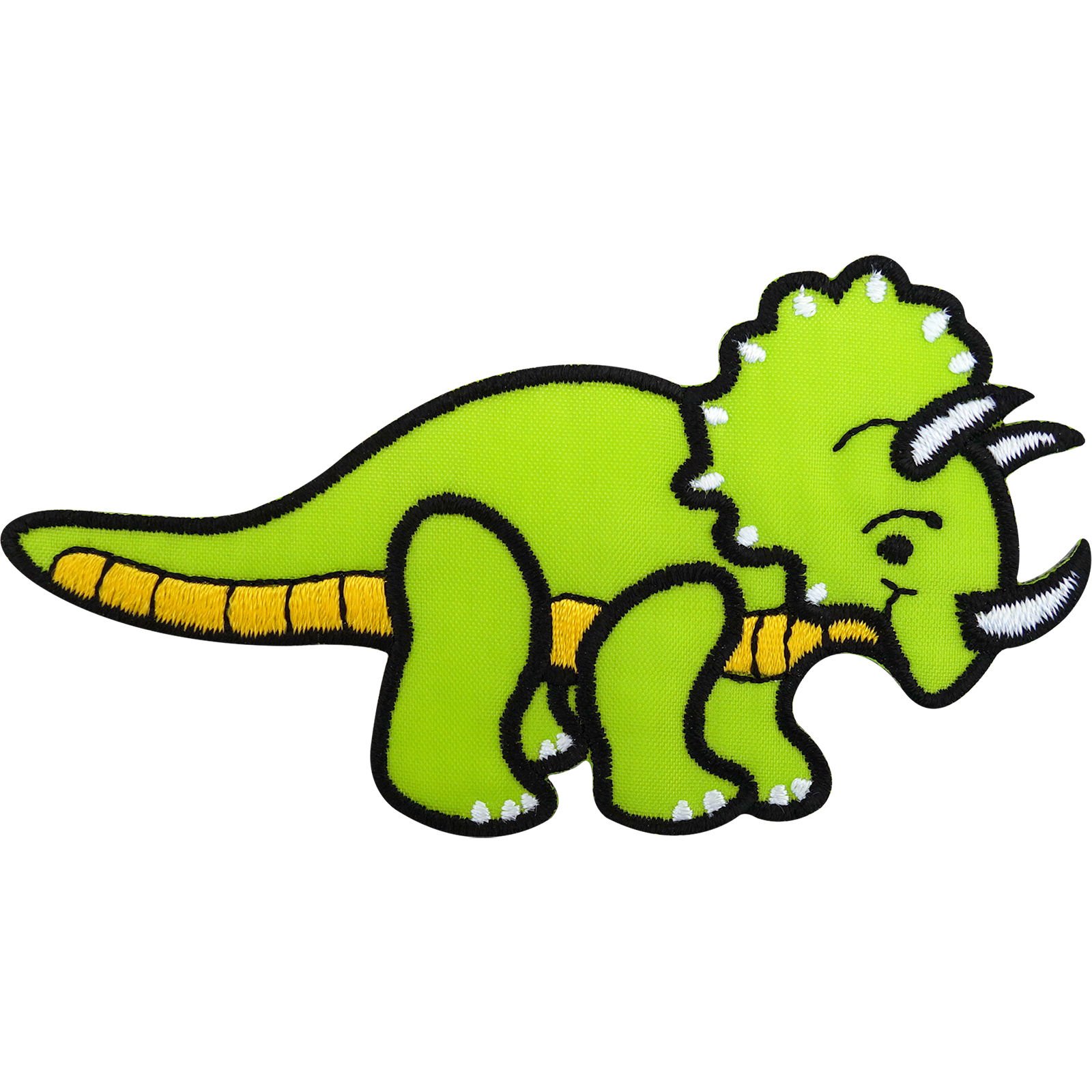Ellu Green Iron On Badge/Sew On Dinosaur Patch Embroidered Triceratops For Jeans T Shirt