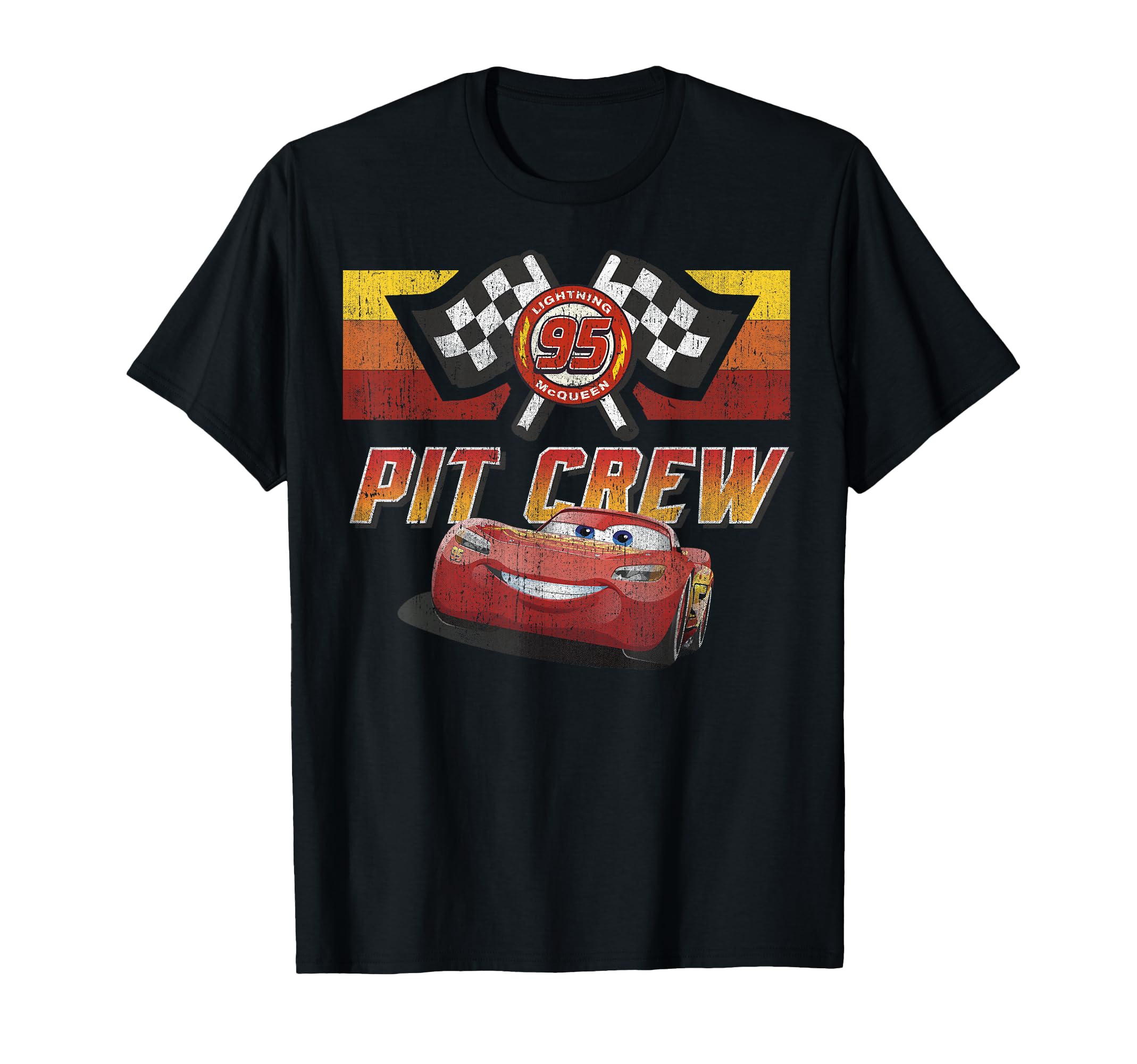 Pixar Cars McQueen Pit Crew Red Distressed T-Shirt