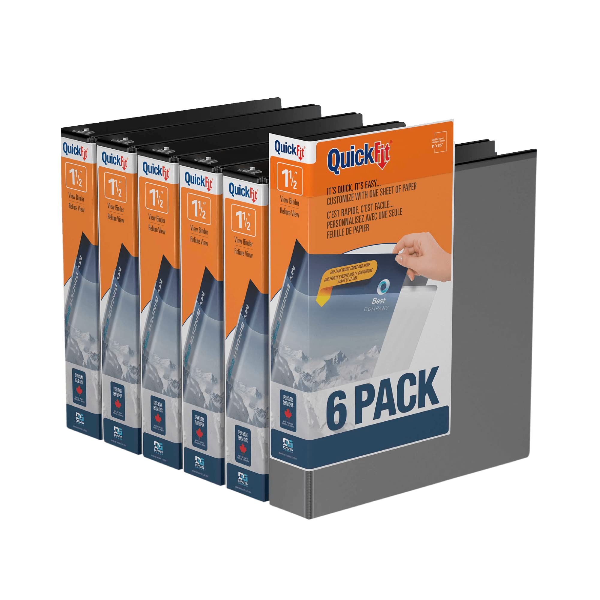 Photo 1 of QuickFit View Binder, 1.5 Inch, Round Ring, Black, 6 Pack (88021-06) 6 Pack Black 1.5 Inch