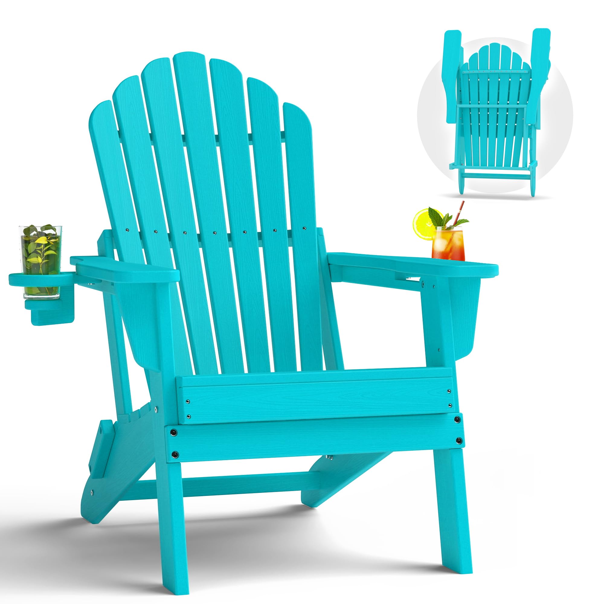 Plawdlik Oversized Folding Adirondack Chair Aruba Blue