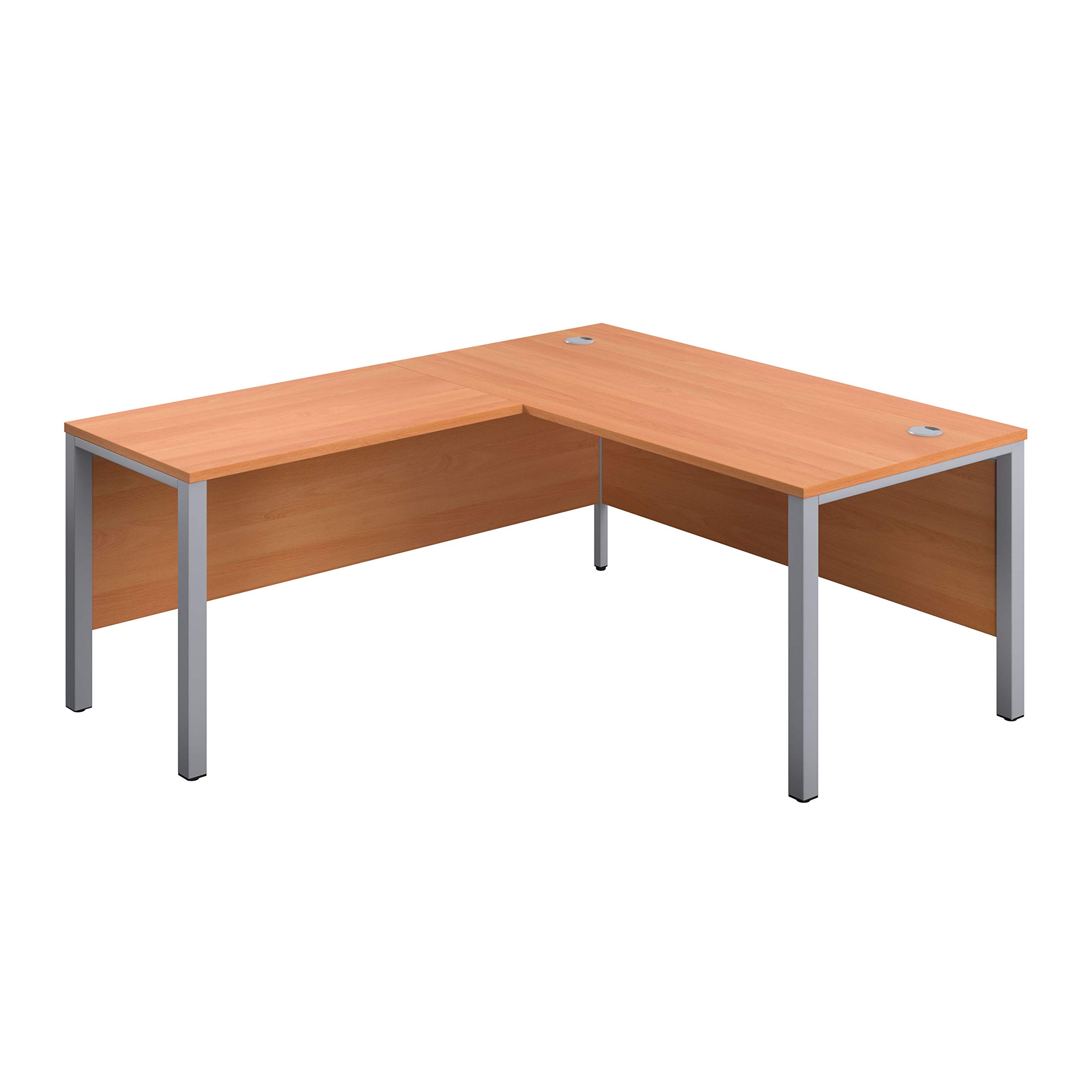 Office Hippo Heavy Duty Corner Office Goalpost Desk with Left Return, Home Office Desk, Filing, PC Desk For Office or Home, 5 Yr Wty, MFC - Beech Top, Silver Legs, 160cm x 180cm