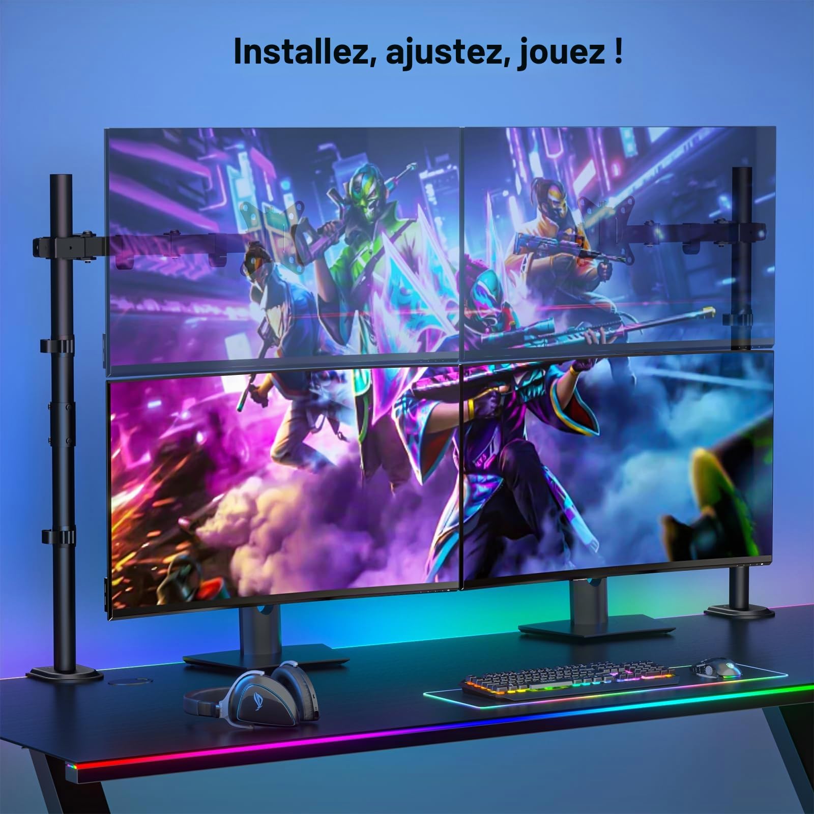 PUTORSEN 80CM Support Ecran PC pour Les écrans 13-35 Pouces, Bras Ecran PC Réglable en Hauteur, Inclinable, Rotatif et Pivotant, Bras Articulé Écran PC, Max Load 9kg, VESA 75/100